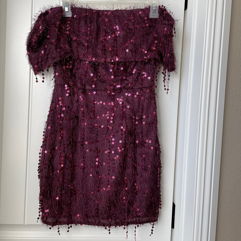 Fuzzy sequin Mini dress